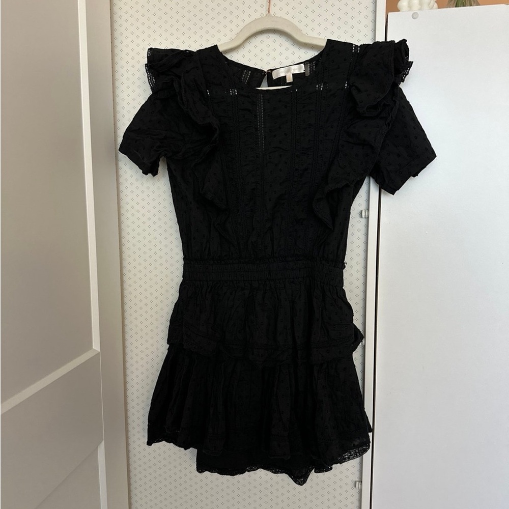 LoveShackFancy Natasha Black Ruffle Dress